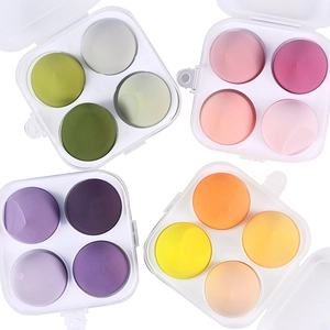 Set of 16 colorful makeup sponges in storage boxes, water drop and gourd shape design