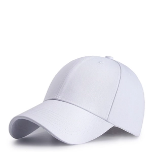Classic white cotton baseball cap with structured six-panel design and curved brim