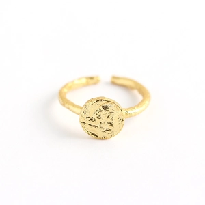 Minimalist S925 sterling silver ring with gold irregular hammered texture and open band