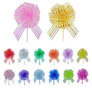 Multiple colors of solid gift ribbon bows in various vibrant shades on white background