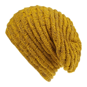 Bonnet en tricot jaune moutarde avec motifs torsadés et doublure chaude pour homme