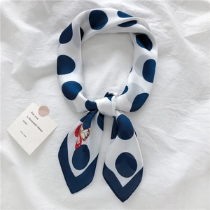 Polka dot silk scarf with butterfly pattern on white background for women accessory