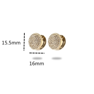 Boucles d'oreilles créoles luxe en acier plaqué or 18K avec pavé complet de cristaux