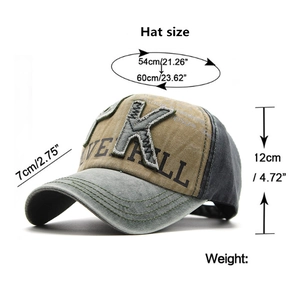 Retro color-block baseball cap with letter K embroidery and American street style