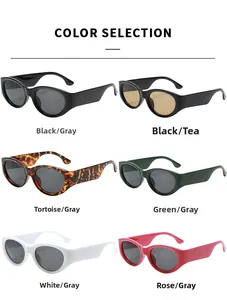Various color options for retro oval cat eye sunglasses with wide temples