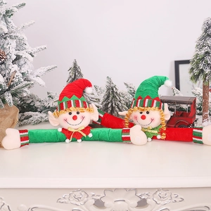 Set di fermatende natalizie a forma di elfo in peluche rosso e verde festivo