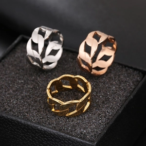 Holle Ketting Schakel Ring Roestvrij Staal Horlogeband Vorm Punk Stijl Sieraden Voor Heren Dames