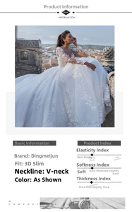Close-up of intricate white lace embroidery and long sheer sleeves on a V-neck wedding gown