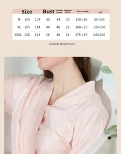 Detailed size guide table for women's waffle knit bathrobe including height and weight specs