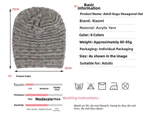 Tableau détaillé du bonnet en tricot gris foncé montrant dimensions 29x25cm et tissu