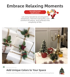Detailed view of Christmas red berries, artificial pine needles and natural pine cones