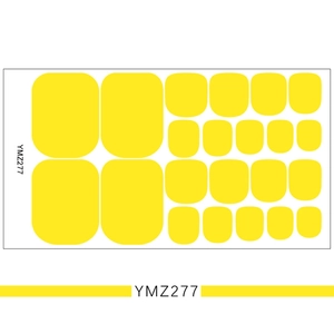 Solid yellow 3D toenail stickers set YMZ277 on white background for DIY pedicure art