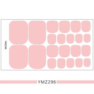 Pink solid color 3D toe nail stickers YMZ296 set with 22 pieces on white background