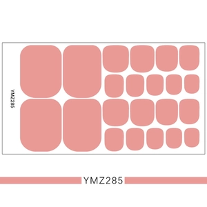 Detail view of solid dusty rose pink 3D toe nail stickers on white background YMZ285