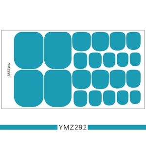 Detail view of turquoise solid color 3D toenail stickers with 22 adhesive patches