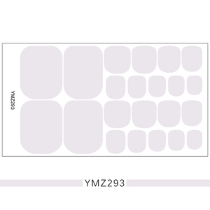 Detailed sheet of solid light purple toenail polish stickers model YMZ293 with flat layout