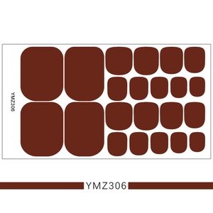 Detailed view of dark brown solid color full cover toe nail stickers set style YMZ306