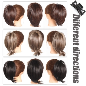 Claw clip ponytail hair extension for women with wavy ends in black and brown shades