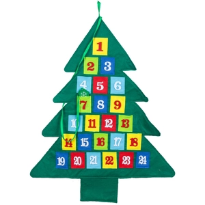 Calendario dell'Avvento in feltro ad albero di Natale con 24 tasche per decorazione