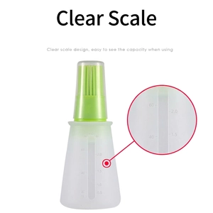 Silicone oil bottle with brush and clear measuring scale for outdoor BBQ and kitchen
