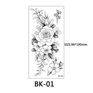 Macro detail of sketch style rose tattoo sticker size 96x190mm model BK-01