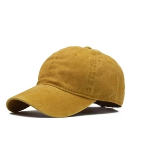Kids vintage mustard yellow cotton baseball cap with a classic curved brim and six panels