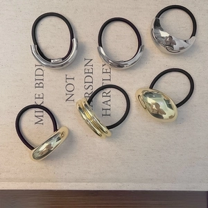 Minimalist Alloy Metal Geometric Hair Ties High Elasticity Ponytail Holders For Women Gold Silver Hair Accessories