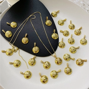 18K gold plated apple-shaped alphabet necklace with micro-paved cubic zirconia pendants