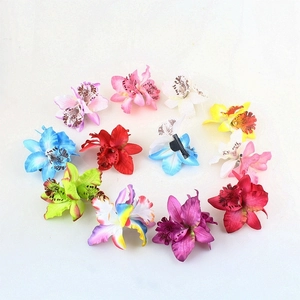 Bohemian Double Orchid Flower Hair Clip Fabric Artificial Floral Side Clip Seaside Vacation Hair Accessories