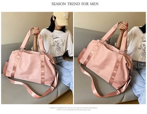Pink waterproof fitness bag with adjustable shoulder strap and large capacity design