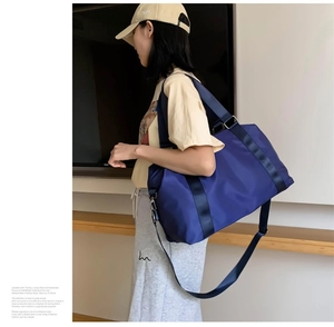 Deep blue waterproof gym bag featuring large capacity and dry-wet separation design