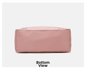 Detailed bottom view of pink waterproof fitness bag with reinforced heavy-duty stitching
