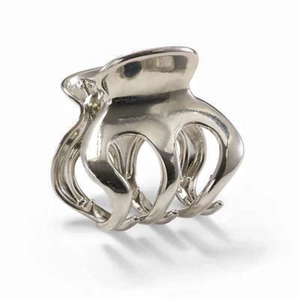 Sleek silver metal pumpkin hair claw clip for high ponytail with minimalist octopus design