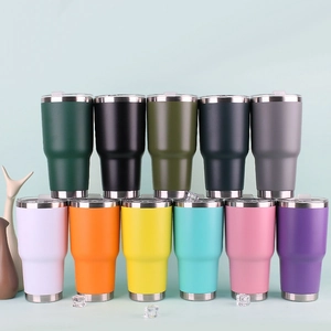 30oz stainless steel tumblers in 11 colors with transparent lids for car and travel