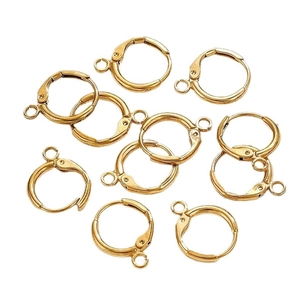 Set of 10 gold plated stainless steel lever back earring hooks with hanging loops for DIY
