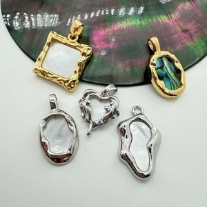 DIY Charms Pendants Natural White Shell Abalone 18K Gold Plated Copper Heart Square Irregular For Jewelry Making