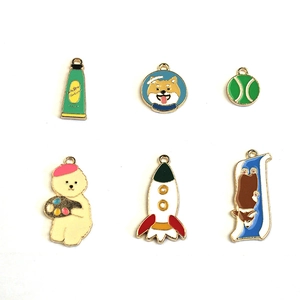 Creative enamel alloy charms featuring Shiba Inu, Poodle, and Corgi cartoon patterns