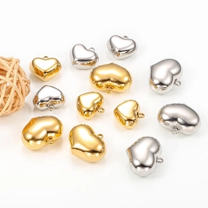 Polished heart pendants in gold and silver finish for DIY necklace and bracelet making