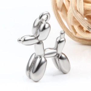 Balloon Dog Charm Stainless Steel Polished 3D Animal Pendant For Jewelry Making Hip Hop Style Unisex Charm