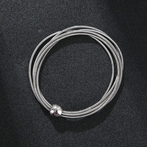 Stainless Steel Spring Bracelet With Smooth Metal Ball Charm Elastic Multi Layer Telescopic Bangle For Men Women Punk