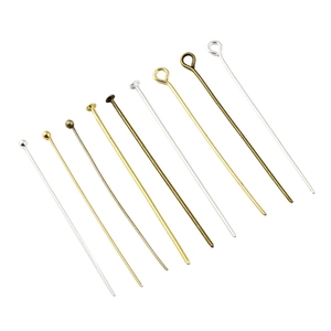 Assorted DIY jewelry making pins including ball, eye, and flat head pins in various finishes