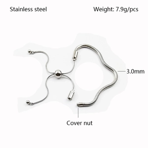 Macro view of 3.0mm stainless steel snake chain with a 7.9g adjustable cover nut detail