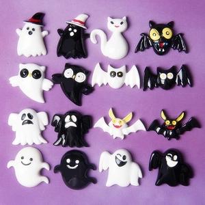 Halloween Theme Resin Ghost Bat Owl DIY Accessories Flatback Ornament For Phone Case Jewelry Making Craft