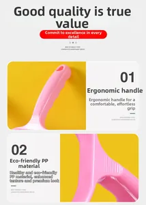 Detail view of the ergonomic handle and eco-friendly PP material of this pink lint roller