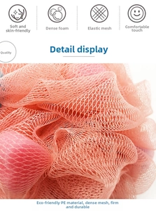 Detailed macro view of high-density soft pink bath sponge made from durable eco-friendly PE