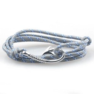 Nautical Wrap Bracelet Alloy Fish Hook Clasp Woven Rope Adjustable Vintage Handmade Jewelry For Men Women