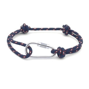 Braided Rope Bracelet Alloy Carabiner Clasp Adjustable Paracord Wristband Men Women Outdoor Sporty Style