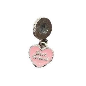 Ciondolo a cuore in smalto rosa con incisione Best Friends per bracciali e gioielli DIY