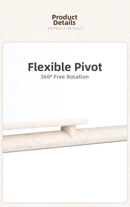 Detail of 360-degree rotating pivot on cream-colored desktop makeup mirror stand