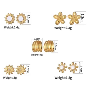 Size and weight specifications for stainless steel floral and star stud earrings